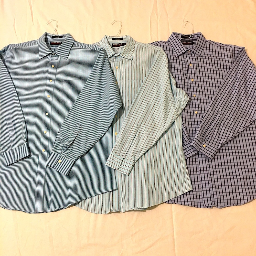 Kirkland Signature Slim Fit Long Sleeved Dress Shirts - 3 Bundle